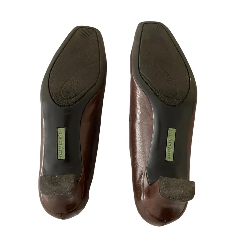 EASY SPIRIT Brown Leather Pump Shoes Women 7-1/2 AA, 7.5 Narrow